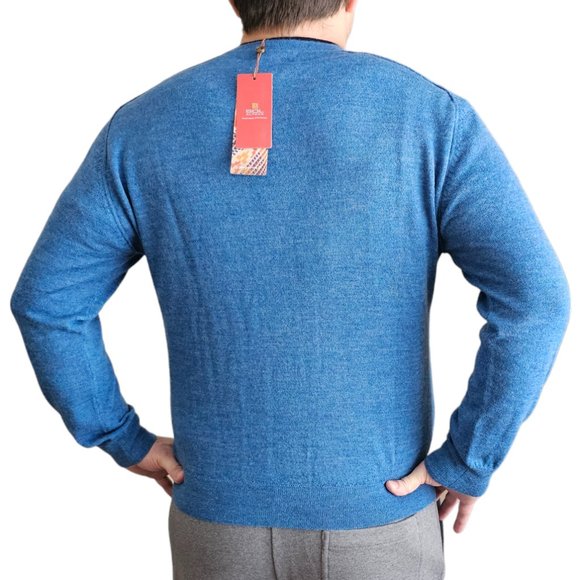 NWT SOL ALPACA PERUVIAN Men's  Sweater Blue Crew Neck- 100 % Baby Alpaca - Picture 3 of 6